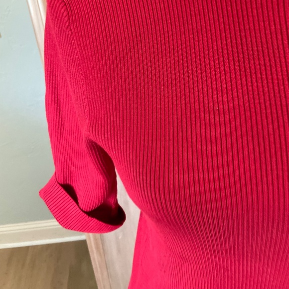 Ralph Lauren 3/4 sleeve Red ribbed silk blend turtleneck sweater Y2K classic L - Picture 8 of 12